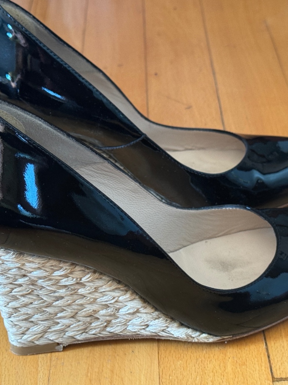 L.K.Bennett Maddox Wedge. Black Patent Leather Size 37